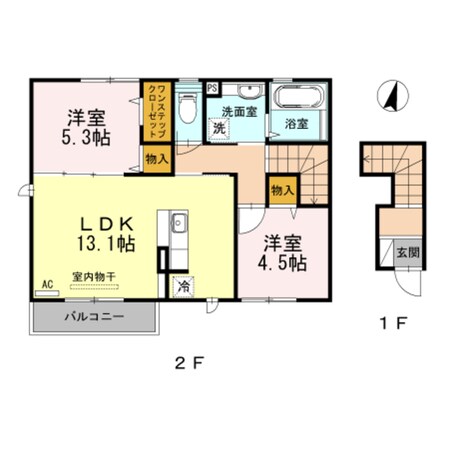 鴻池新田駅 徒歩22分 2階の物件間取画像